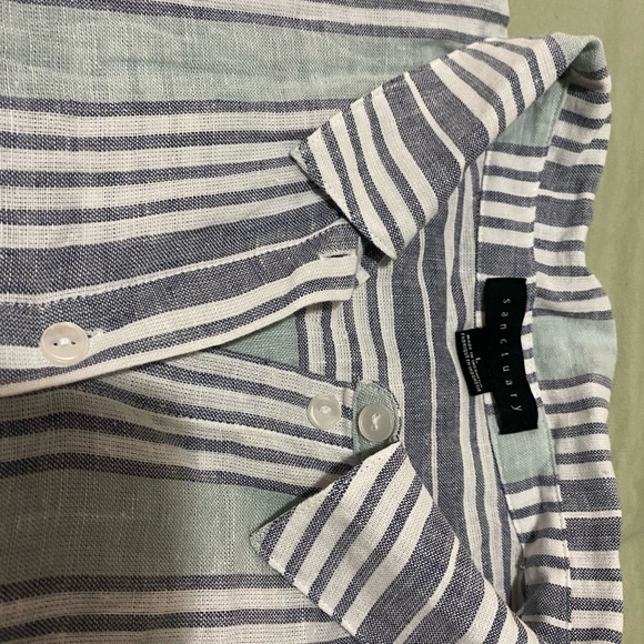 Sanctuary Striped Button-up tie top - Picture 2 of 4